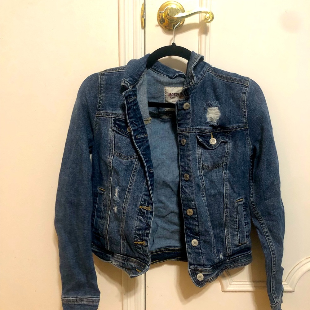 Distressed jean jacket, extra small